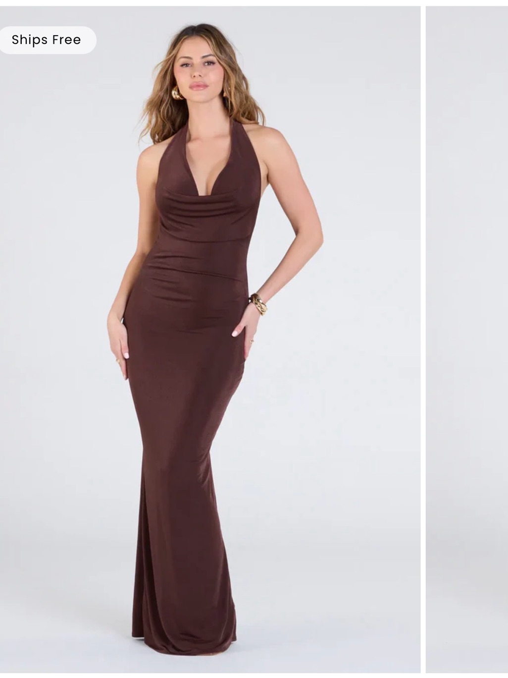 Windsor Brown Halter Maxi Dress